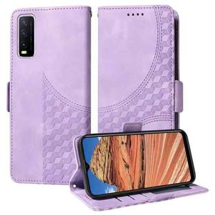 For vivo Y20 / Y20i / Y20s Embossed Rhombus Starry Leather Phone Case(Purple)