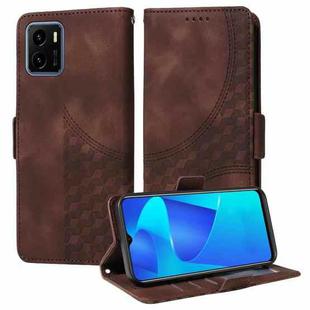 For vivo Y15A 4G Global / Y01 Embossed Rhombus Starry Leather Phone Case(Brown)