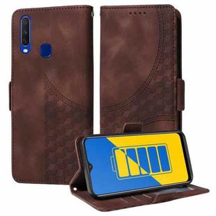 For vivo Y17 / Y15 / Y12 Embossed Rhombus Starry Leather Phone Case(Brown)