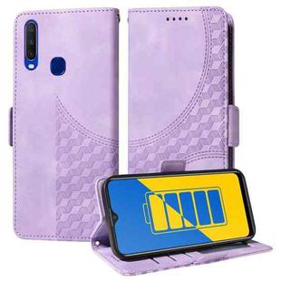 For vivo Y17 / Y15 / Y12 Embossed Rhombus Starry Leather Phone Case(Purple)