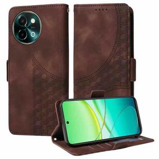 For vivo Y38 5G / T3x 5G Global Embossed Rhombus Starry Leather Phone Case(Brown)