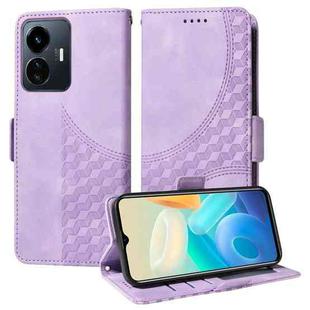 For vivo Y77 5G / iQOO Z6 Lite Global Embossed Rhombus Starry Leather Phone Case(Purple)