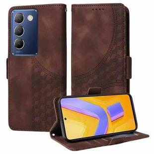 For vivo Y100 IDN / Y200e Global Embossed Rhombus Starry Leather Phone Case(Brown)