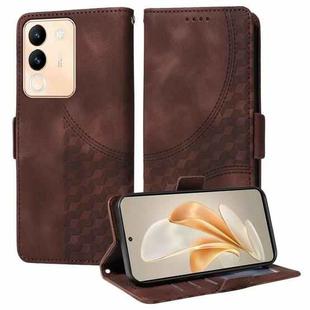 For vivo Y200 / V29E Global Embossed Rhombus Starry Leather Phone Case(Brown)