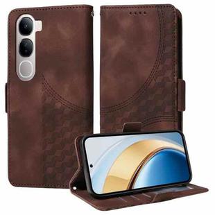 For vivo V40 Lite 4G / 5G IDN Embossed Rhombus Starry Leather Phone Case(Brown)