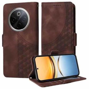 For vivo Y300 Pro Embossed Rhombus Starry Leather Phone Case(Brown)