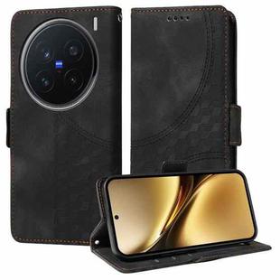 For vivo X200 Pro Embossed Rhombus Starry Leather Phone Case(Black)