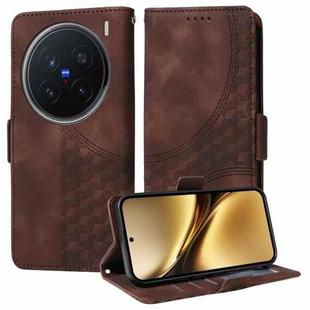 For vivo X200 Pro Embossed Rhombus Starry Leather Phone Case(Brown)