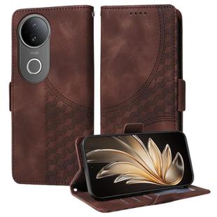 For vivo S20 Embossed Rhombus Starry Leather Phone Case(Brown)