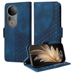 For vivo S20 Pro Embossed Rhombus Starry Leather Phone Case(Blue)