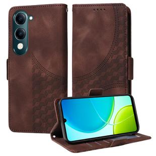 For vivo Y29s 5G / Y04 4G Embossed Rhombus Starry Leather Phone Case(Brown)