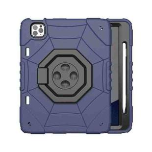 For iPad Pro 11 2022 / 2021 / 2020 Spider Turntable Handle Stress Relief Tablet Case(Navy Blue Black)