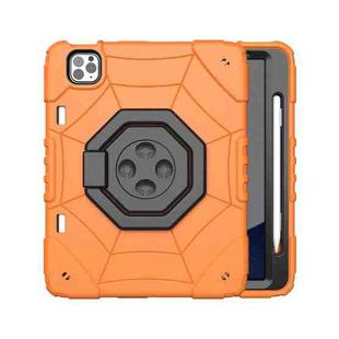 For iPad Pro 11 2022 / 2021 / 2020 Spider Turntable Handle Stress Relief Tablet Case(Orange Black)