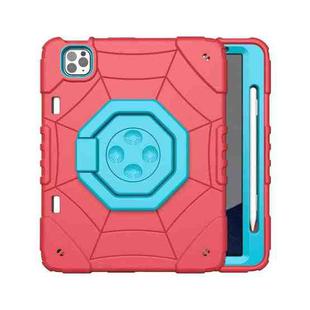 For iPad Pro 11 2022 / 2021 / 2020 Spider Turntable Handle Stress Relief Tablet Case(Red Blue)