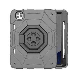 For iPad Pro 11 2022 / 2021 / 2020 Spider Turntable Handle Stress Relief Tablet Case(Grey Black)