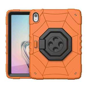 For iPad 10th Gen 10.9 2022 Spider Turntable Handle Stress Relief Tablet Case(Orange Black)