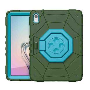 For iPad 10th Gen 10.9 2022 Spider Turntable Handle Stress Relief Tablet Case(Army Green Blue)