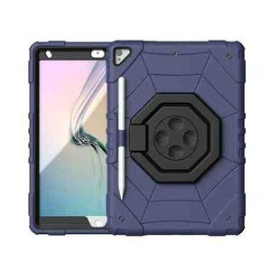 For iPad 10.2 2021 / 2020 / 2019 Spider Turntable Handle Stress Relief Tablet Case(Navy Blue Black)