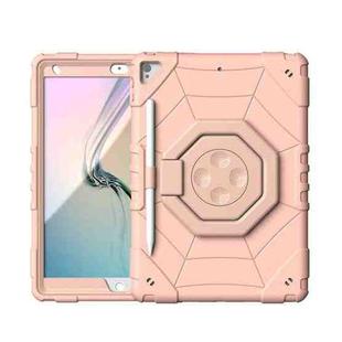 For iPad 10.2 2021 / 2020 / 2019 Spider Turntable Handle Stress Relief Tablet Case(Rose Gold)