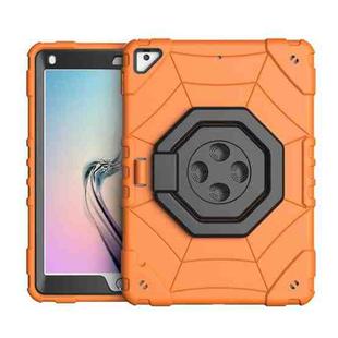 For iPad 9.7 2018 / Air / Air 2 Spider Turntable Handle Stress Relief Tablet Case(Orange Black)