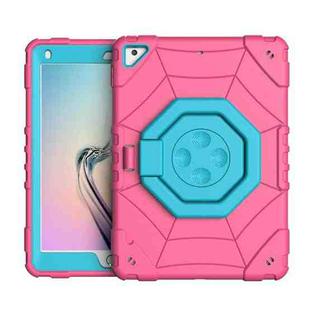 For iPad 9.7 2018 / Air / Air 2 Spider Turntable Handle Stress Relief Tablet Case(Rose Red Blue)