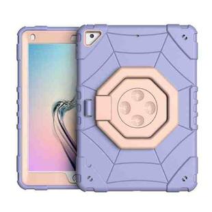 For iPad 9.7 2018 / Air / Air 2 Spider Turntable Handle Stress Relief Tablet Case(Purple Gold)