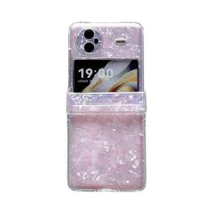 For vivo X Flip Three-piece Set Pearlescent Shell Texture Phone Case(Pink)