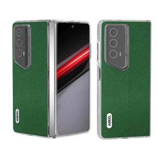 For Honor Magic V2 RSR Porsche Design ABEEL Transparent Frame Genuine Leather Mino Phone Case(Green)