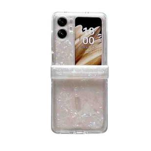 For OPPO Find N2 Flip Three-piece Set Pearlescent Shell Texture Phone Case(Beige)