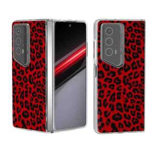 For Honor Magic V2 RSR Porsche Design ABEEL Transparent Frame Leopard Print Phone Case(Red)