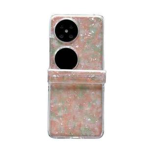For Huawei Pocket 2 Three-piece Set Pearlescent Shell Texture Phone Case(Pink Green)