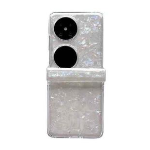 For Huawei Pocket 2 Three-piece Set Pearlescent Shell Texture Phone Case(White)