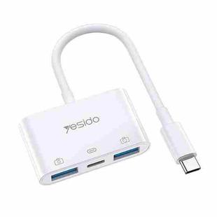 Yesido GS17 USB-C / Type-C to Dual USB + USB-C / Type-C OTG Adapter(White)