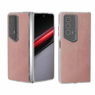 For Honor Magic V2 RSR Porsche Design ABEEL Transparent Frame Two-color Calf Texture PU Phone Case(Pink)