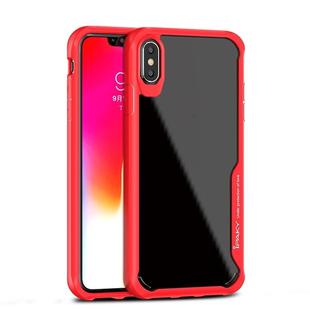 For iPhone XS Max iPAKY Shockproof PC Transparent Case(Red)