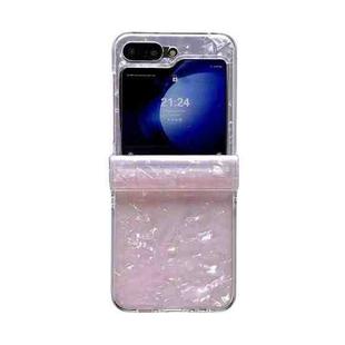 For Samsung Galaxy Z Flip5 5G Three-piece Set Pearlescent Shell Texture Phone Case(Pink)