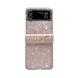 For Samsung Galaxy Z Flip4 5G Three-piece Set Pearlescent Shell Texture Phone Case(Pink Green)