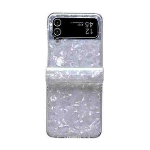 For Samsung Galaxy Z Flip4 5G Three-piece Set Pearlescent Shell Texture Phone Case(White)