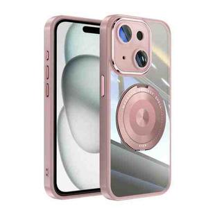 For iPhone 15 360 Holder Magsafe Acrylic Hybrid TPU Phone Case(Pink)
