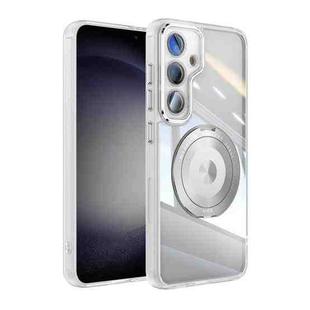 For Samsung Galaxy S25+ 5G 360 Holder MagSafe Acrylic Hybrid TPU Phone Case(Frosted White)