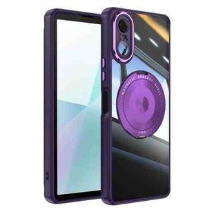 For Sony Xperia 10 VI 360 Holder Magsafe Acrylic Hybrid TPU Phone Case(Purple)