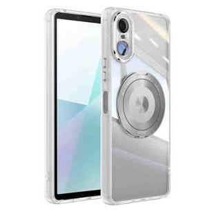 For Sony Xperia 10 VI 360 Holder Magsafe Acrylic Hybrid TPU Phone Case(Frosted White)