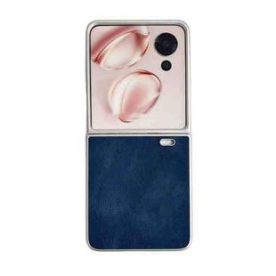 For Honor Magic V Flip Metallic Paint Skin Feel Leather Phone Case(Blue)