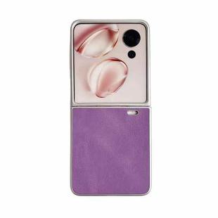 For Honor Magic V Flip Metallic Paint Skin Feel Leather Phone Case(Purple)
