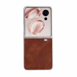 For Honor Magic V Flip Metallic Paint Skin Feel Leather Phone Case(Brown)