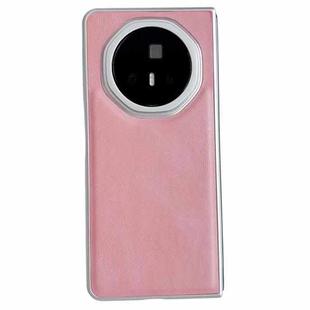 For Honor Magic V3 Metallic Paint Skin Feel Leather Phone Case(Pink)