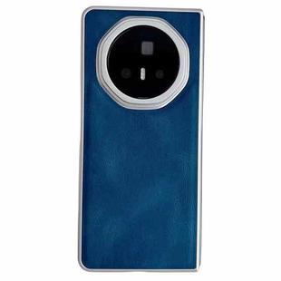 For Honor Magic V3 Metallic Paint Skin Feel Leather Phone Case(Blue)