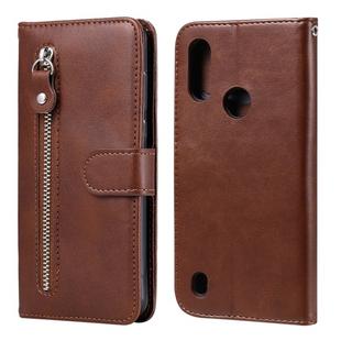 For Motorola Moto E6s (2020) Fashion Calf Texture Zipper Horizontal Flip Leather Case with Holder & Card Slots & Wallet Function(Brown)