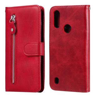 For Motorola Moto E6s (2020) Fashion Calf Texture Zipper Horizontal Flip Leather Case with Holder & Card Slots & Wallet Function(Red)