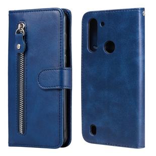 For Motorola Moto G8 Power Lite Fashion Calf Texture Zipper Horizontal Flip Leather Case with Holder & Card Slots & Wallet Function(Blue)